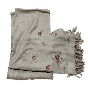 Embellished wool shawl